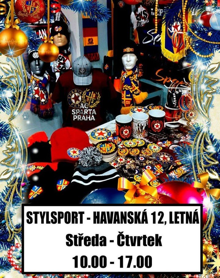 Sparťanské vánoční dárky "na poslední chvíli" si může objednat přes eshop www.spartani.cz a vyzvednout ve Stylsportu. Připraveny budou obratem! Nakoupit v prodejně samozřejmě můžete i bez předchozího objednání ????? Stylsport = ul. Havanská 12, nedaleko stadionu Sparty. ST, ČT = 10.00 až 17.00 www.spartani.cz @eshopspartani #acsparta #spartaforever #ultrassparta #spartatempo